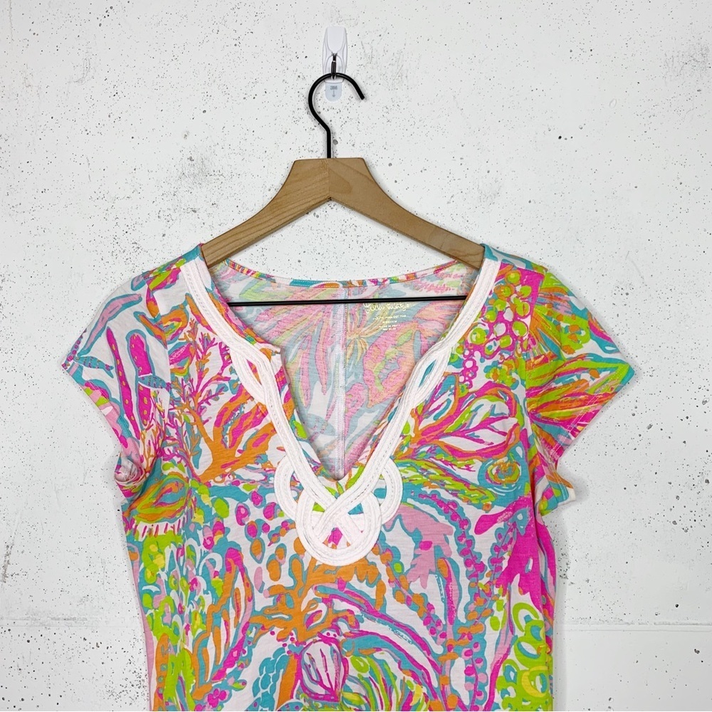 Lilly Pulitzer Brewster Tee Short Dress Tropical Print Size Medium - Picture 2 of 11